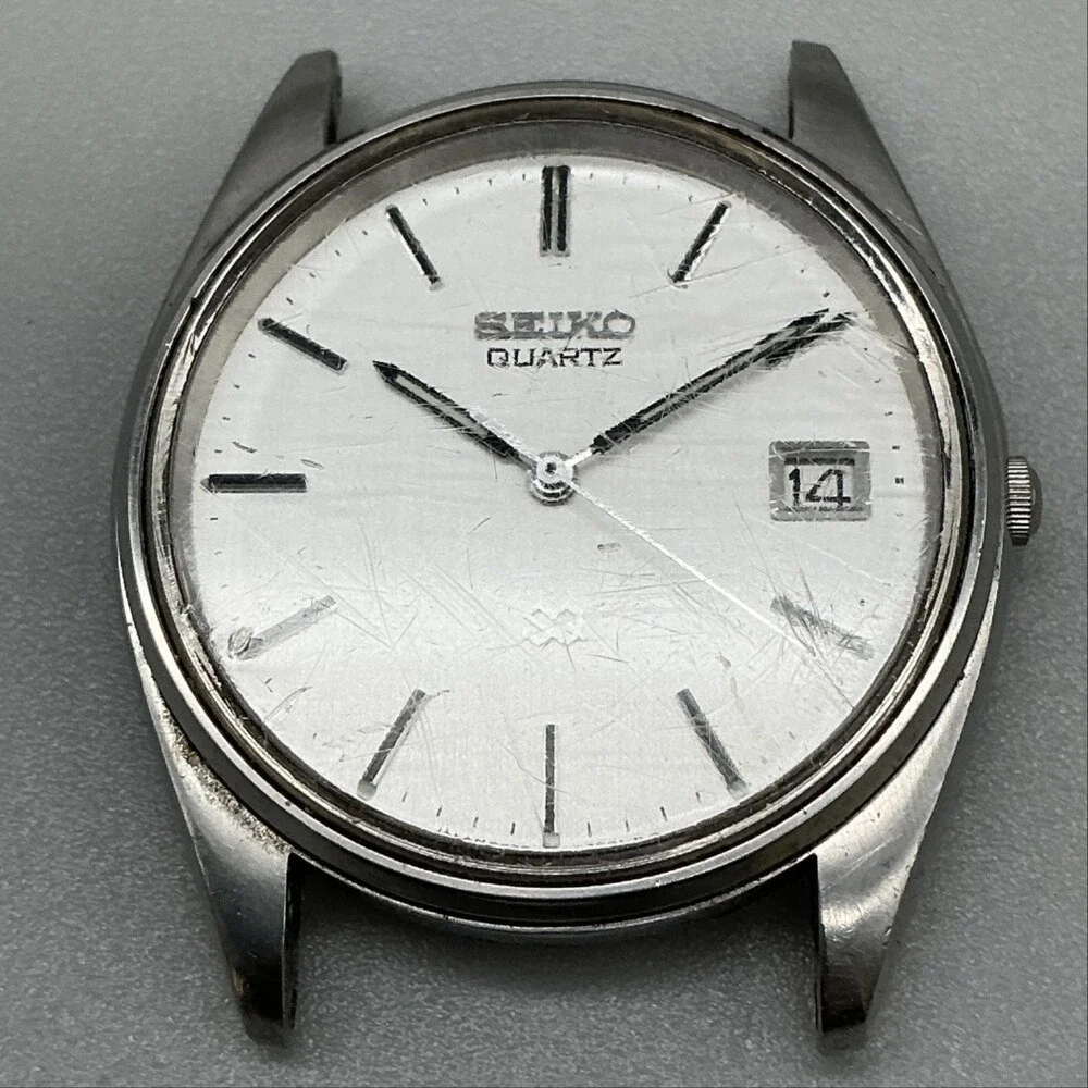 Vintage Seiko 8222-8029 Mens Watch 34mm Silver Tone Date For Parts Not Running